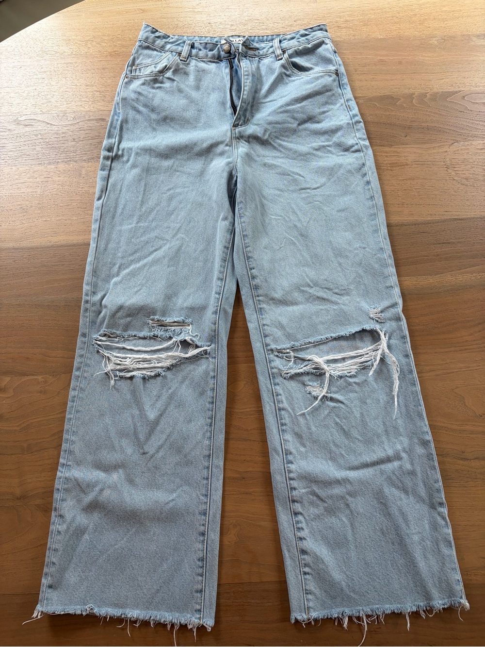 ROLLA'S Light Blue Distressed Wide-Leg Jeans